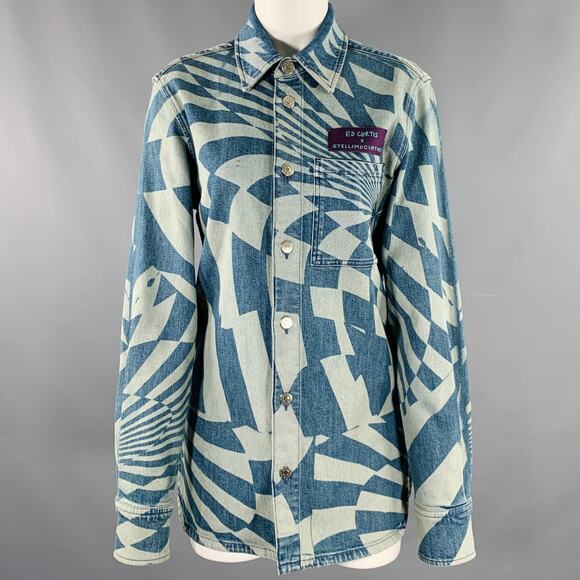 STELLA McCARTNEY Size XXS Blue Light Blue Cotton Optical Jacket - Picture 1 of 7